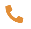 Orange phone icon with a handset on a white background.